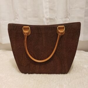 Vintage Etro Canvas/Leather Shoulder/Top Handle Bag.
